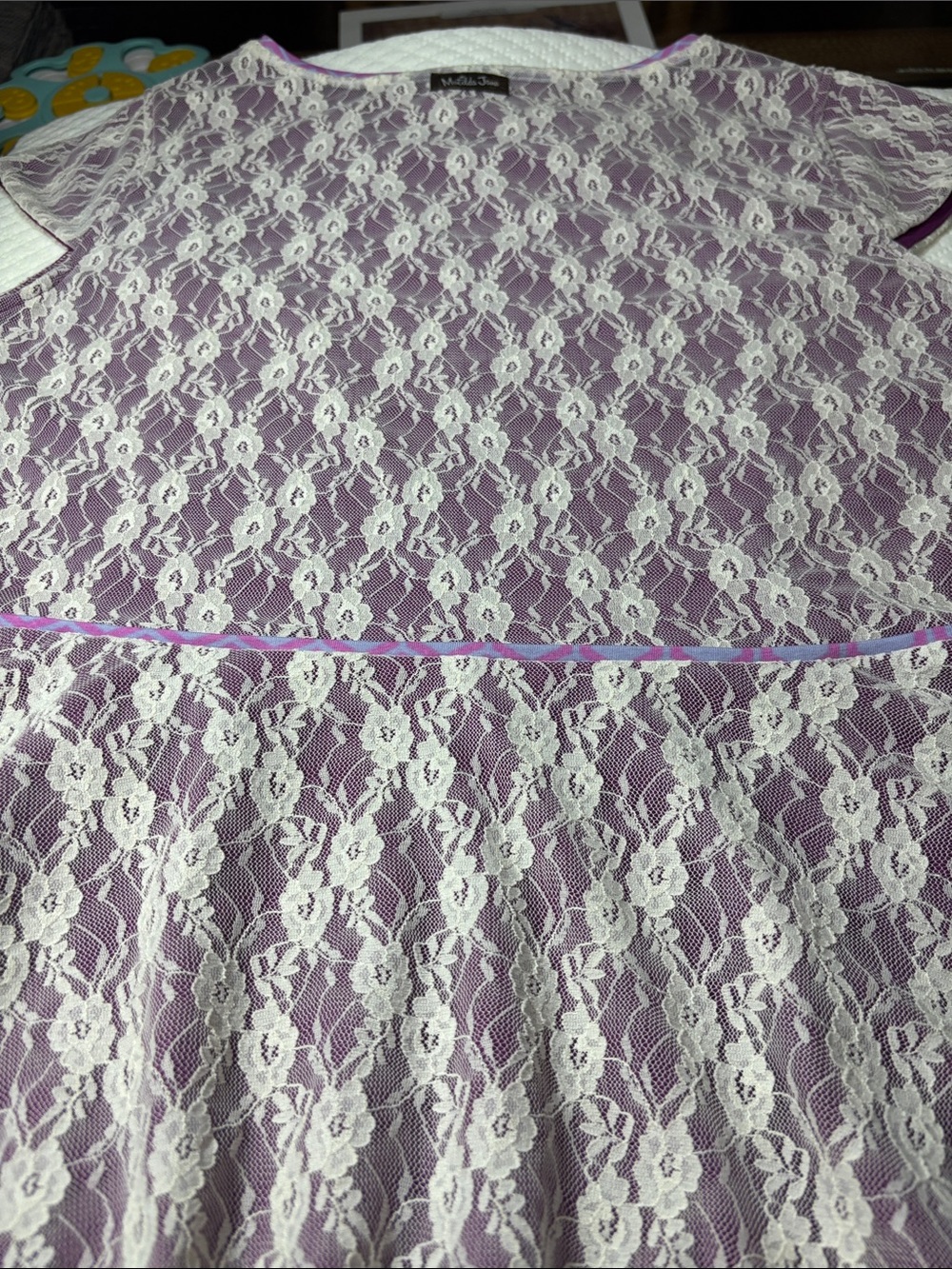 Matilda Jane Lavender Blouse with Cream Lace Overlay - Picture 10 of 11